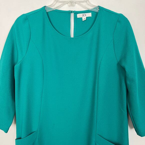 JACK 3/4 Sleeve Shift Green Dress - Picture 3 of 11